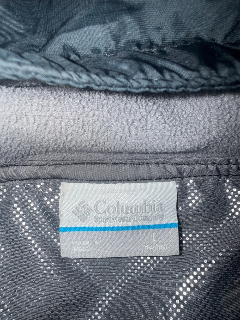 Columbia Kids Hooded Jacket in Black, Gray & Orange. Great for a ski base!